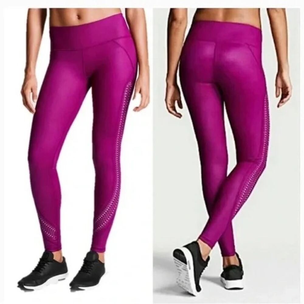 Victoria Secret Sport Knockout Tight Pants Pink Plum Laser Cut Women’s Small